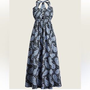 J.Crew Womens Collection Halter Cutout Dress in Ratti Pacific Paisley Navy Blue